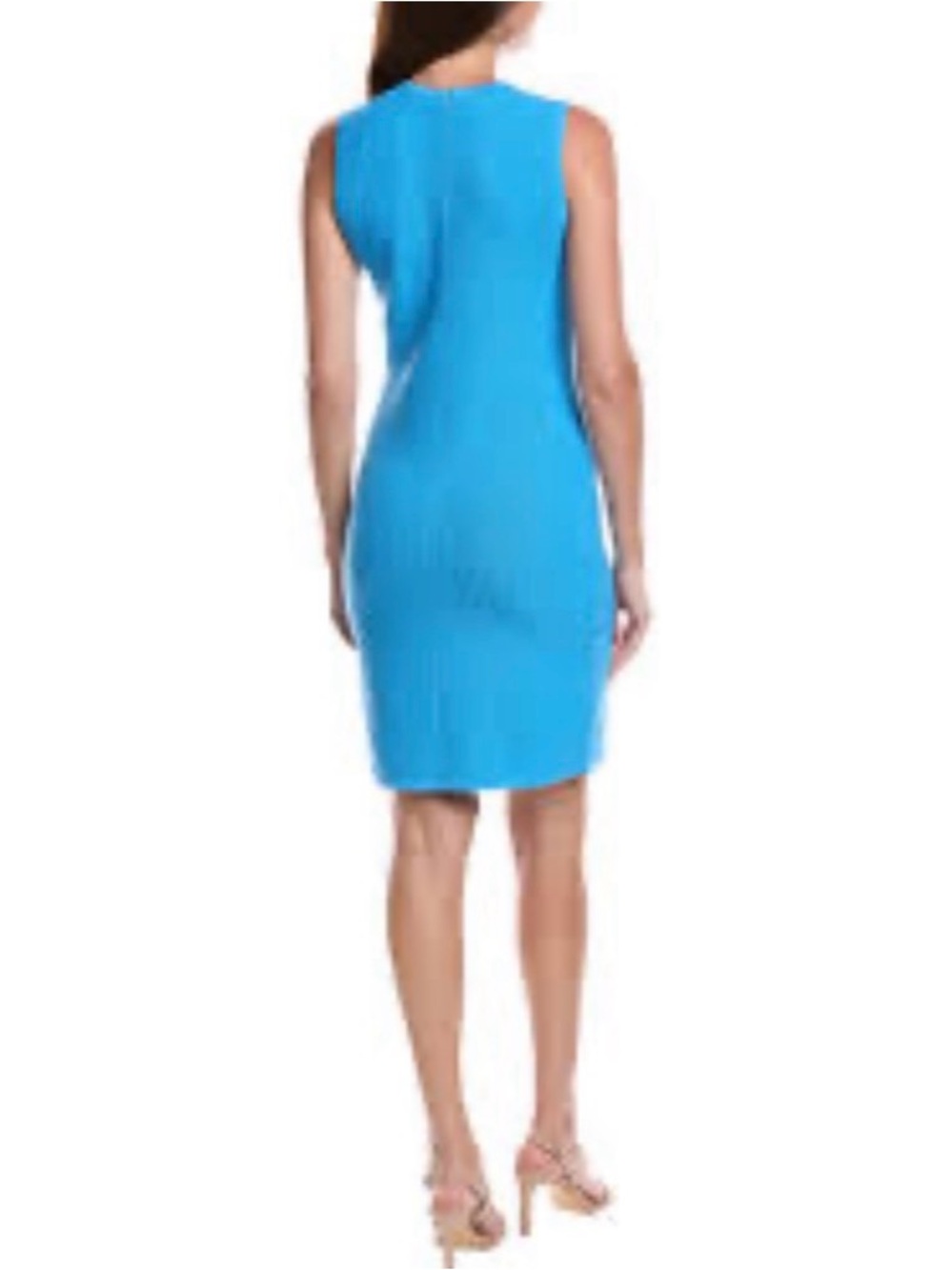 ST. JOHN Collection Textured Knit Tweed Wool-Blend Sleeveless Sheath turquoise 0
